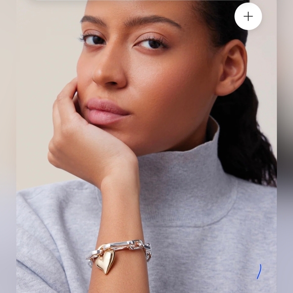 JENNYBIRD TWO-TONE Padlock Heart Chain Bracelet. NEW WITH TAG - Picture 2 of 5